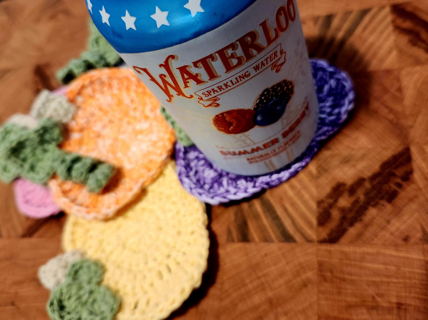 SET OF 5 - Crochet Colorful Pumpkin Coasters