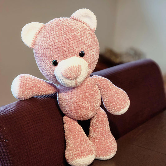 Velvet Crochet Stuffed Bear (Large)