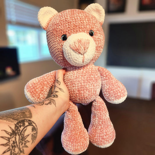 Velvet Crochet Stuffed Bear (Large)