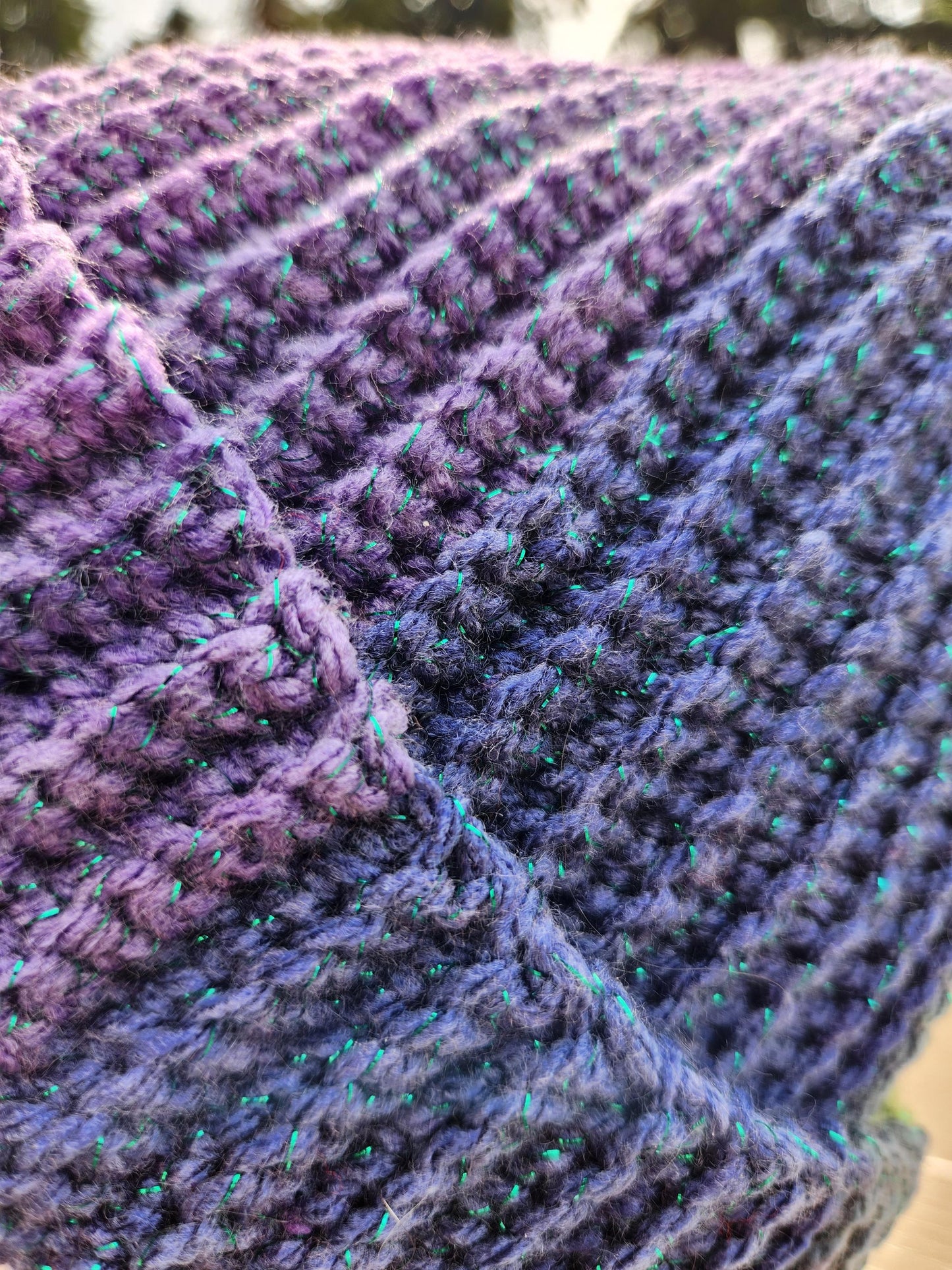 Crochet Ribbed Rainbow Sparkle Beanie