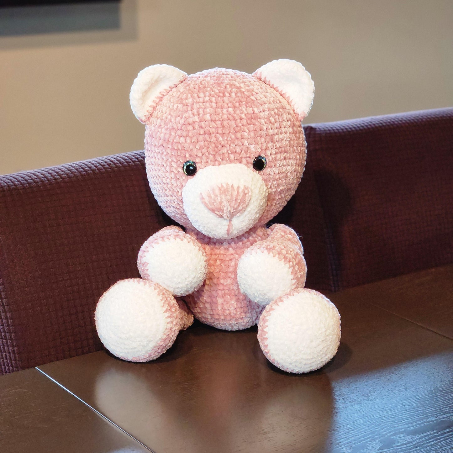 Velvet Crochet Stuffed Bear (Large)