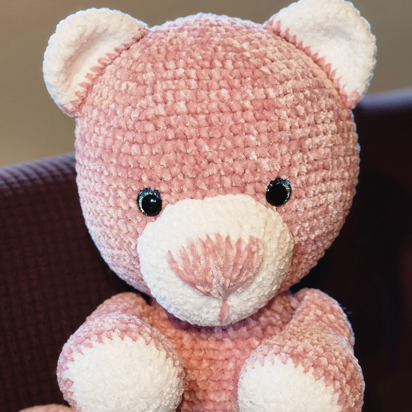Velvet Crochet Stuffed Bear (Large)