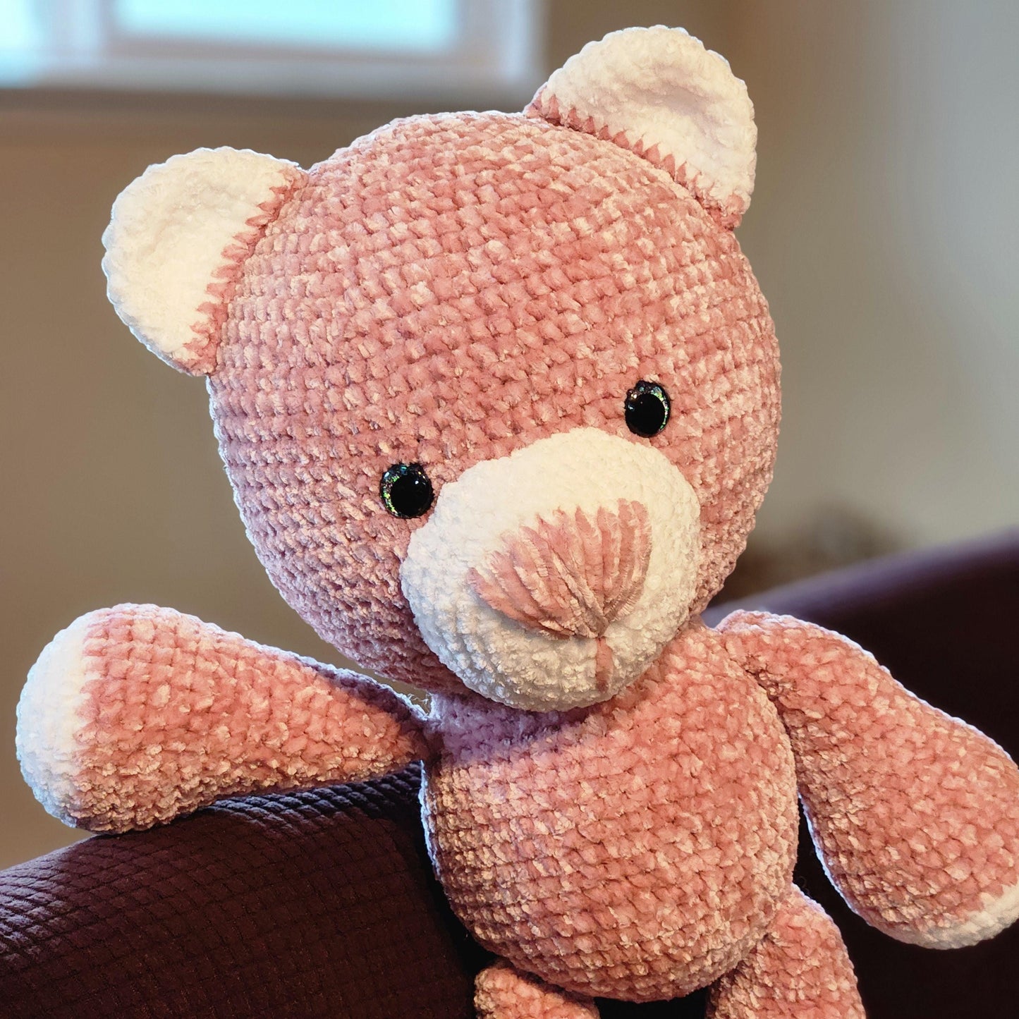 Velvet Crochet Stuffed Bear (Large)