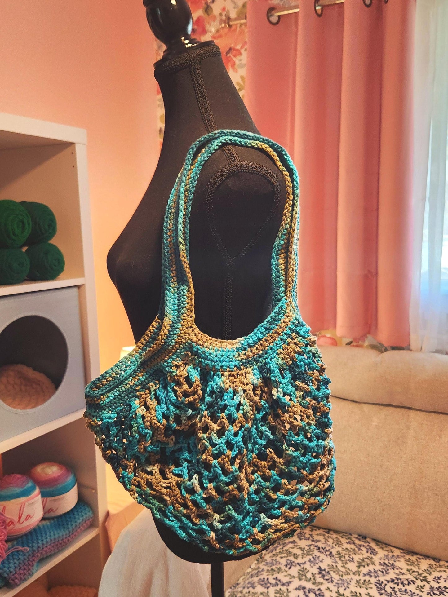 Crochet Mesh Market Bag - Washable, Reusable, and Sustainable