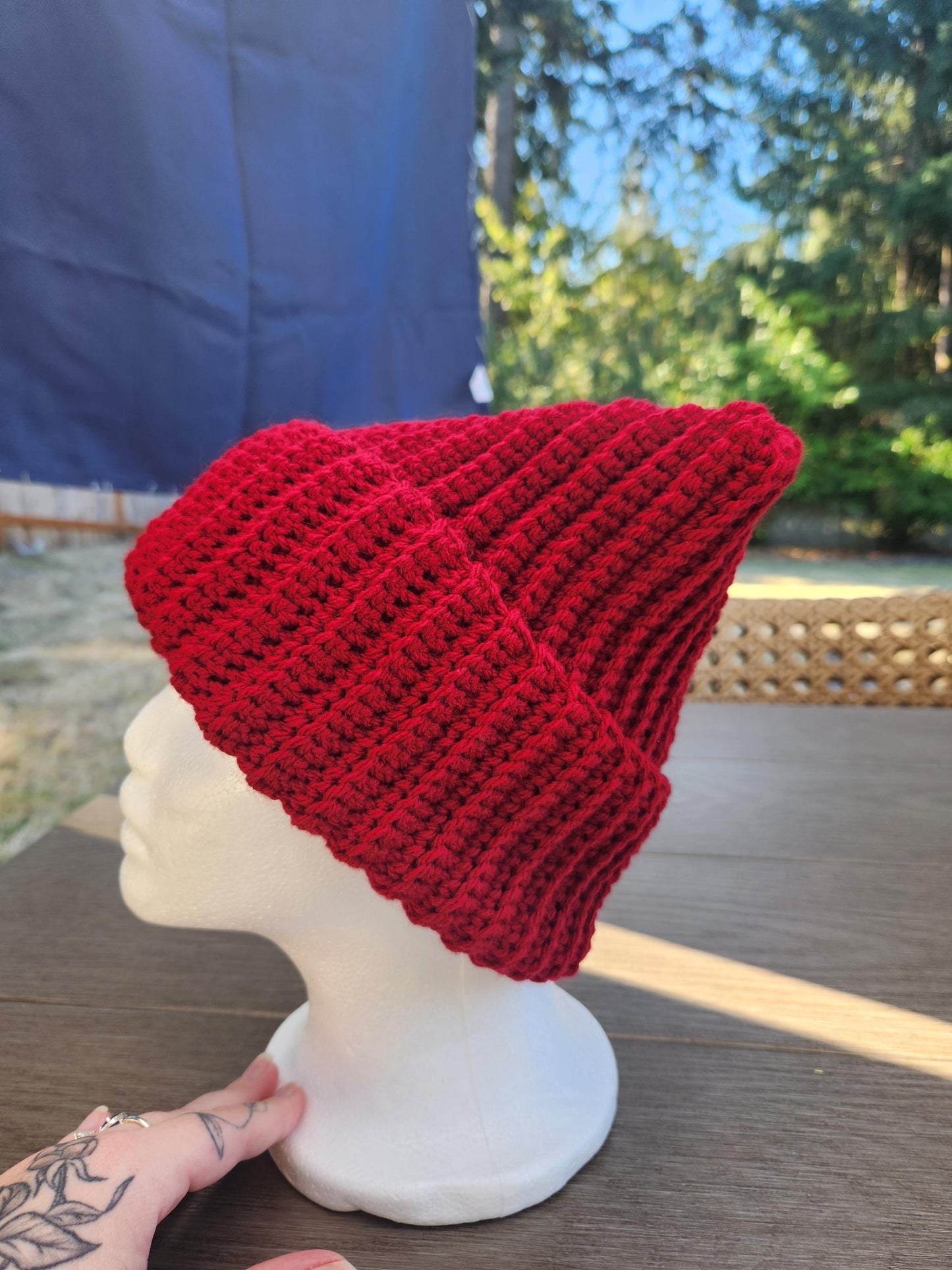 Crochet Ribbed Cat Ear Beanie