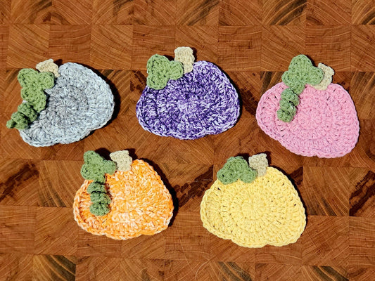 SET OF 5 - Crochet Colorful Pumpkin Coasters
