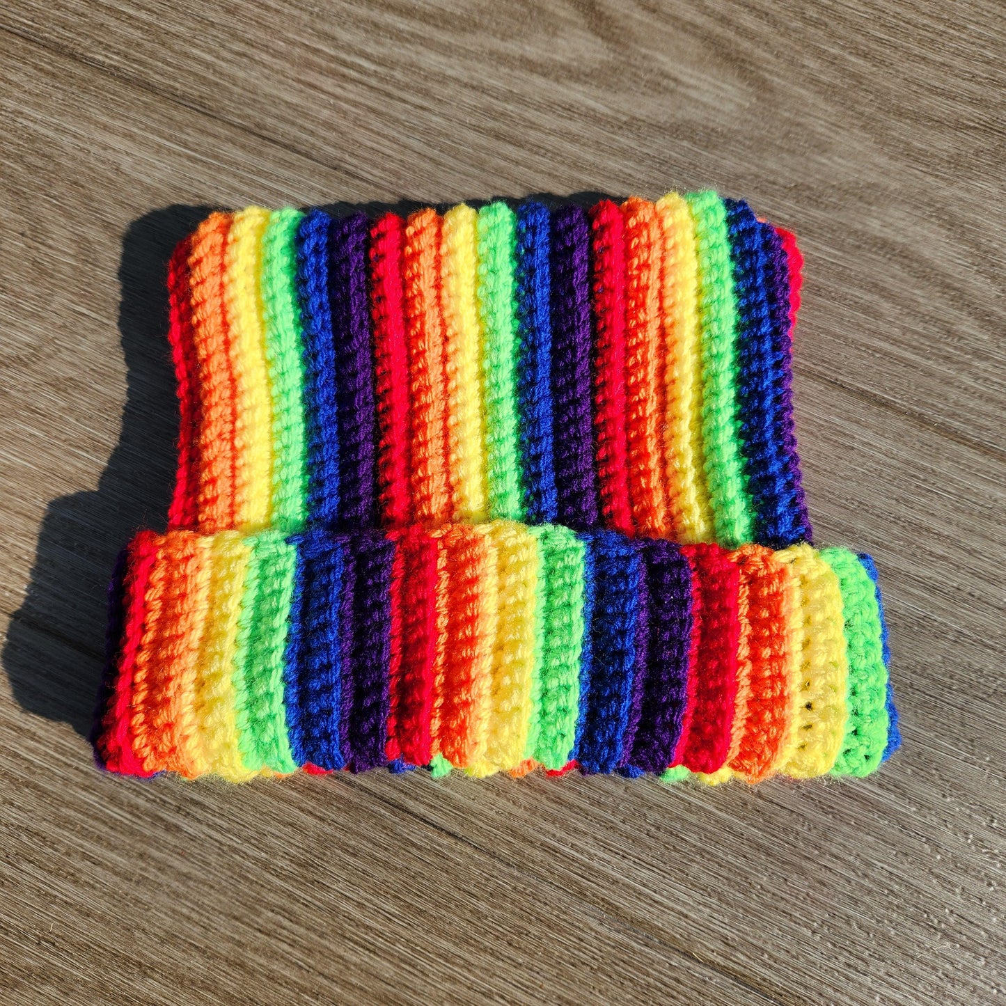 Crochet Ribbed Pride Cat Ear Beanie [MADE TO ORDER]